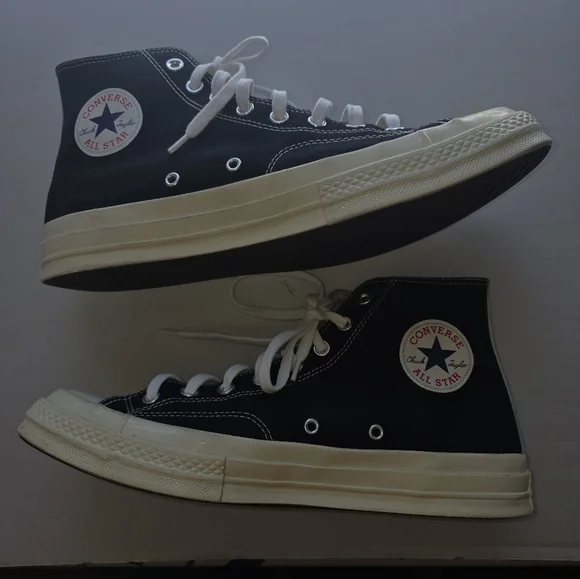 🌸Converse X Comme Des Garcon |Black High-Top Sneakers with Red Heart 11 - Picture 14 of 14